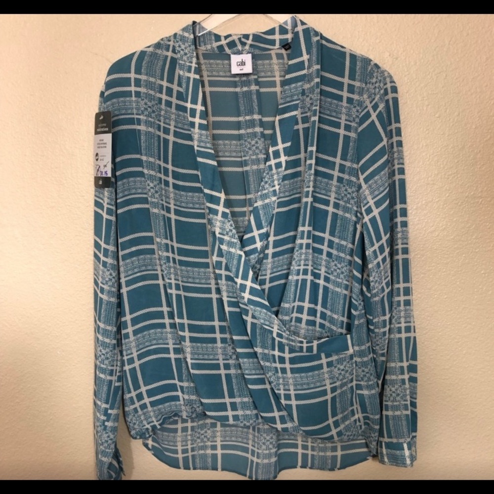 Cabi NWT Windowpane Wrap Blouse